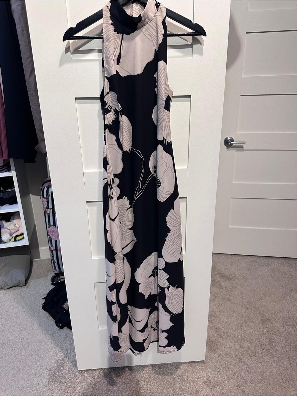 Sam Edelman Black & Cream Floral Halter Maxi Dress Size 0 NWT - Picture 4 of 10